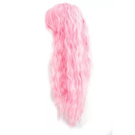 Purple Plum Inc. 30" Crimped Cut with Long Straight Bangs Carnation Pink Wig Cosplay NEW