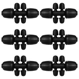 VooGenzek 6 PCS Barbed Tee Connector for Drip Irrigation, 6-Way Anti-Drop 13/16 mm to 4/7 mm Irrigation Tube Fitting, Locked Barbed Connectors, Barbed Tee Irrigation Tube for Lawn, Farm, Garden