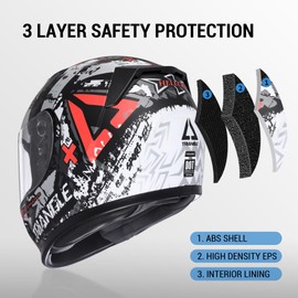 TRIANGLE Kids Motorcycle Helmets Youth Full Face Helmet Lightweight with 2 Visors DOT Approved
