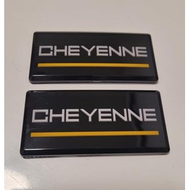2X 88-98 Cheyenne Roof Pillar Cab Emblem 3D Badge Nameplate Side Decal Sticker Replacement for Cheyenne (Black Yellow)