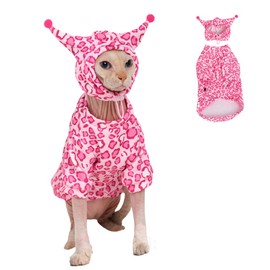 GigglyHouse Sphynx Cat Clothes, Cat Suit with Hat and Sweatshirt, Full Set for Hairless Cats, Cornish Rex and Devon Rex (Pink Suit, M(4.5-5.5lbs))