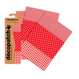 Decopatch Paper No. 484 (395 x 298 mm) Pack of 3 Red Polka Dots