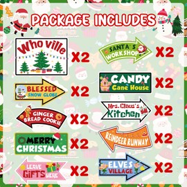 Hooqict 20 Pieces Christmas Yard Sign Whoville Christmas Decorations Welcome to Whoville Sign Outdoor Christmas Directional Sign for Santas Workshop Decorations Xmas Winter Holiday Party Sign