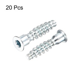 sourcing map 20Pcs M7x30mm Hex Socket Countersunk Head Self Tapping Connecting Screws Carbon Steel Furniture Confirmat Screw, Silver