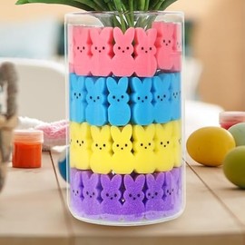 Easter Decorations, 64pcs Cute Sponges Bunnies Vase Filler, Spring Indoor Decor for Tiered Tray andTable Decorations(Mixed Colors)