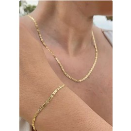Prime Jewelry 269 Womens Mens Valentino Link Bracelet 7.5" Necklace 20" 14K Gold Filled