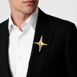 Gold Star Brooch for Women & Men, Polished Stainless Steel Fashion Simple Brooches Lapel Pins, Vintage Fashion Jewelry for Suits Jackets, Blazers Dresses