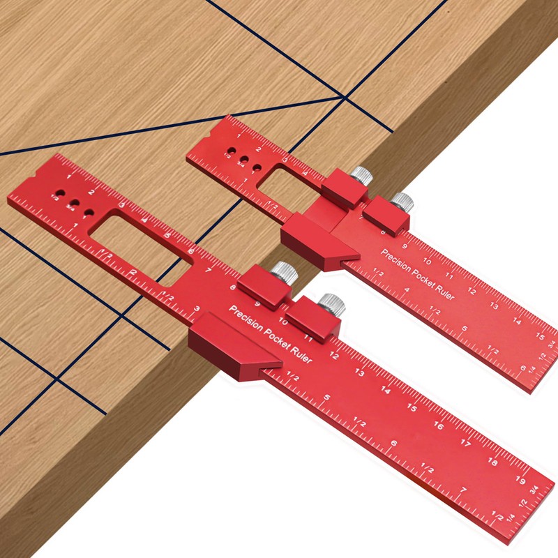 6 Inch Woodworking Ruler Adjustable Sliding Stop Aluminum Alloy Pocket