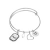 LeCalla 925 Sterling Silver Aunt Expandable Wire Multi-Charm Bangle Bracelet