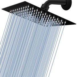 Voolan Rain Shower head, High Pressure Shower Head Made of 304 Stainless Steel, Relaxed Shower Experience Even at Low Water Flow and Pressure (8" Black)