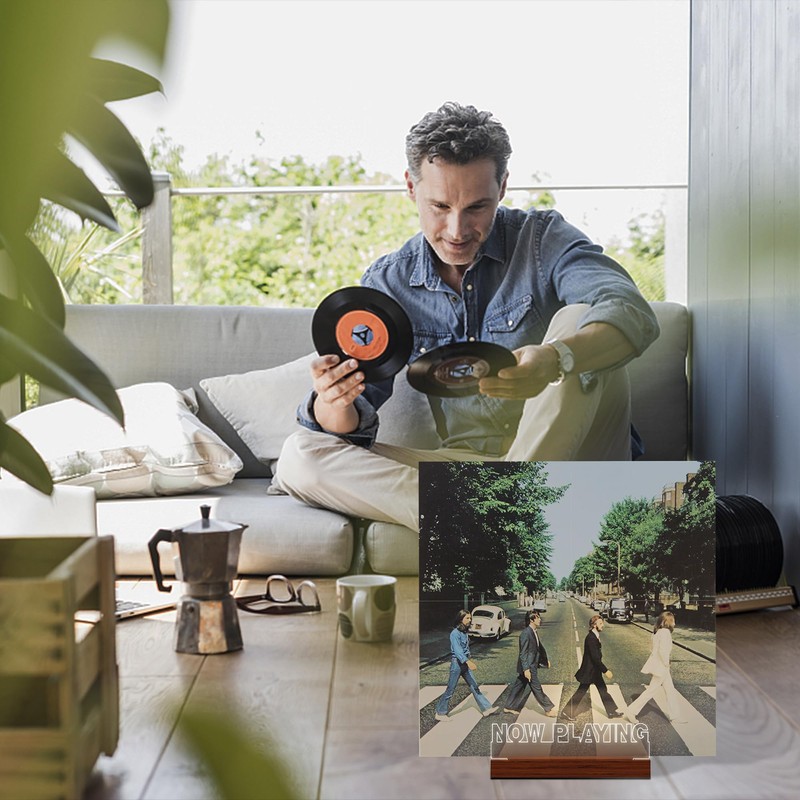 YuanDian Now Playing Record Stand Record Display Wooden Acrylic LED