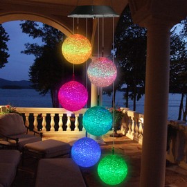 iShabao Solar Wind Chime Garden, 6 LED Ball Solar Wind Chime for Outdoors, Mother's Day Gifts, Gifts for Mother, Solar Wind Chime, Waterproof Decorations for Tree, Balcony, Yard, Wedding (Colourful)