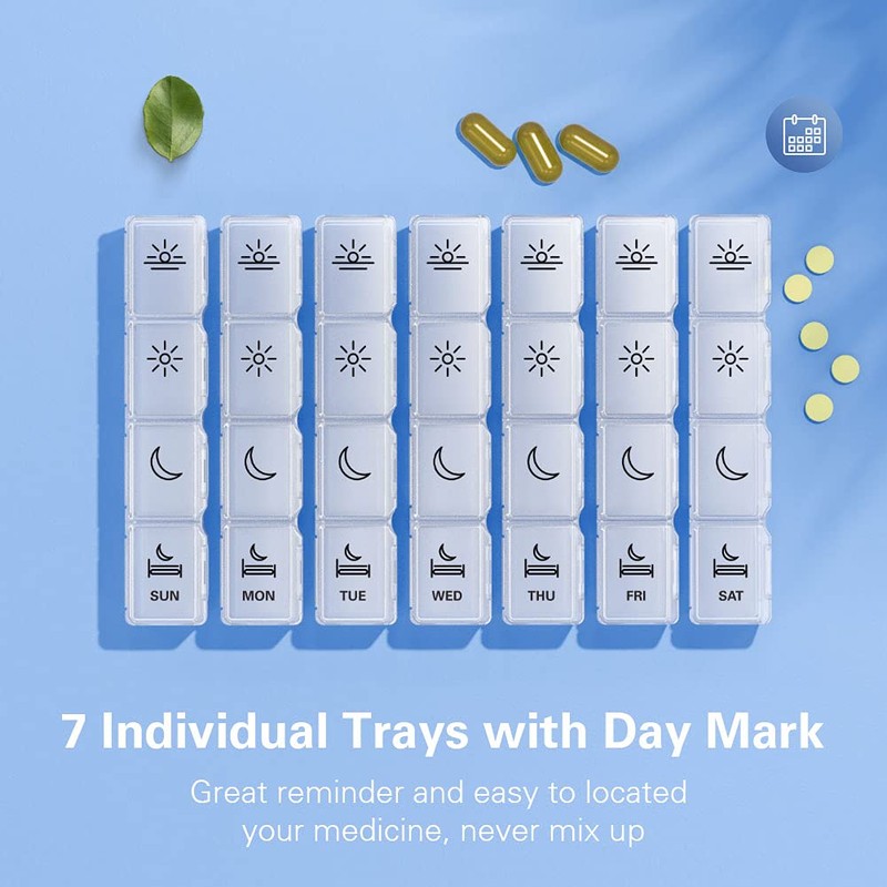 XL Pill Organizer 4 Times a Day, BUG HULL Extra