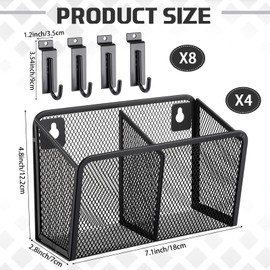 Otoolling 4 Set Slat Wall Bins Slatwall Accessories with Hook Black Metal Slatwall Organizer Wall Basket Bin Pencil Mesh Wire Holder for Craft Organizing Tools Garage Home Workshop Office Classroom