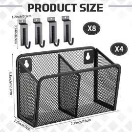 Otoolling 4 Set Slat Wall Bins Slatwall Accessories with Hook Black Metal Slatwall Organizer Wall Basket Bin Pencil Mesh Wire Holder for Craft Organizing Tools Garage Home Workshop Office Classroom