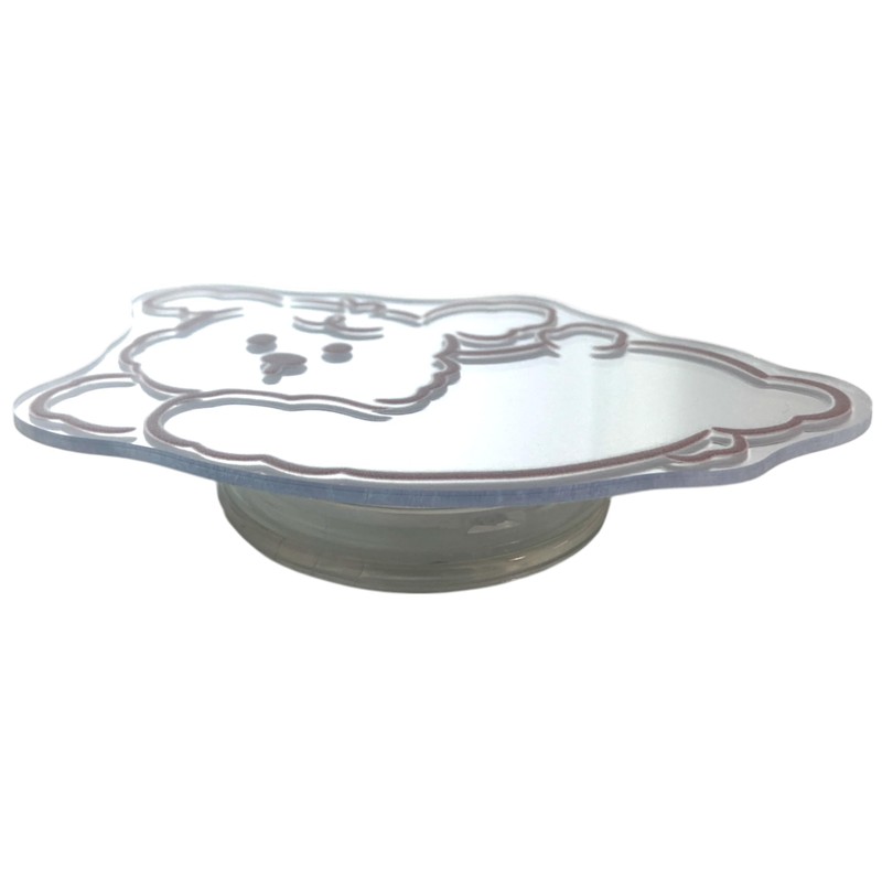 イラストミラー 粘着式 両面テープ スマホグリップ 韓国 グリップトック 鏡 ロゴ モチーフ シルバー