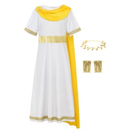 ReliBeauty Toga Costume Kids Boys Costume Roman Greek God Girls,8-9/140 Gold