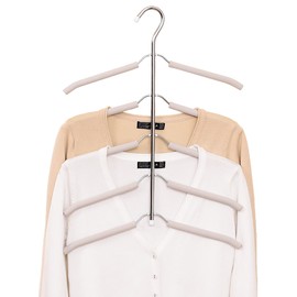 3 Pack 5 in 1 Hangers Blouse Tree Hangers Non Slip Space Saving Clothes Hanger Multi-Layer Clothes Hangers Stainless Steel Sweater Shirt Hanger Closet Storage Organizer(White)