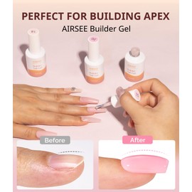 AIRSEE Builder Gel for Nails,15ml Nail Strengthener in a Bottle,Nail Extension Hard Base Gel,Soak Off Long Lasting UV Rhinestone Nail Glue Gel,Salon DIY Manicure Nail Art Design-Sakura Pink-20