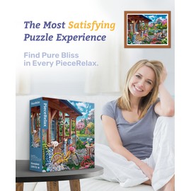 PieceRelax Plastic Jigsaw Puzzles for Adults 1200 Pieces - Image World - Colorful Lake House Most Satisfying Table Games and Gifts No Puzzle Mat Required [H3518]
