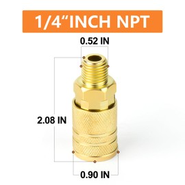 GASHER 12PCS 1/4-Inch Male Industrial Coupler,1/4 Inch NPT Male Threads Size, Quick Connect Air Coupler
