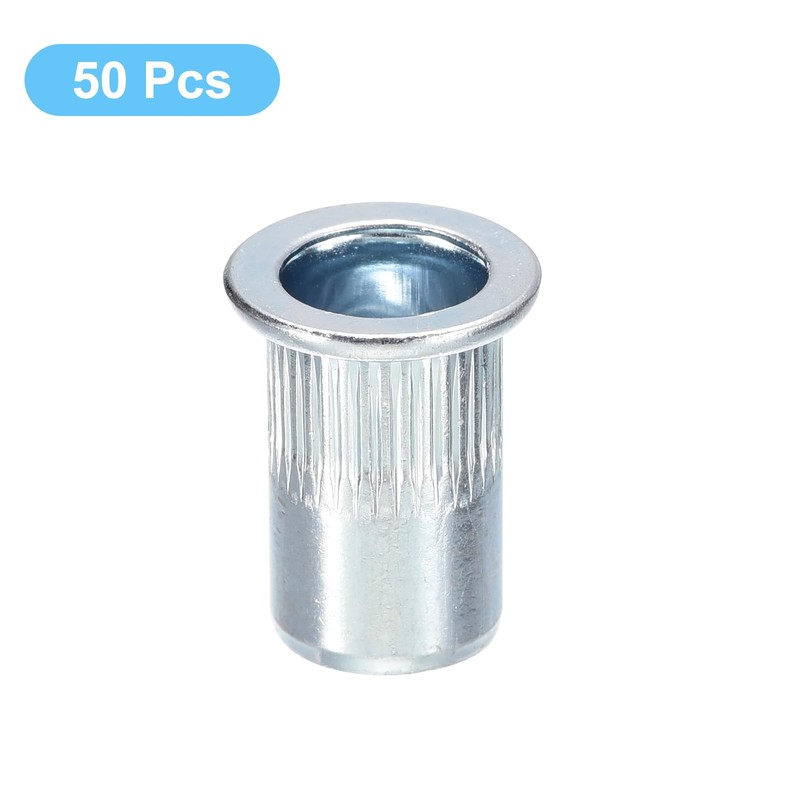 sourcing map M8 Rivet Nuts, 50pcs Zinc Plated Carbon Steel