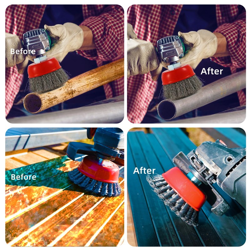 Wire Cup Brush Set Packaged with 4 Different Wire Wheel