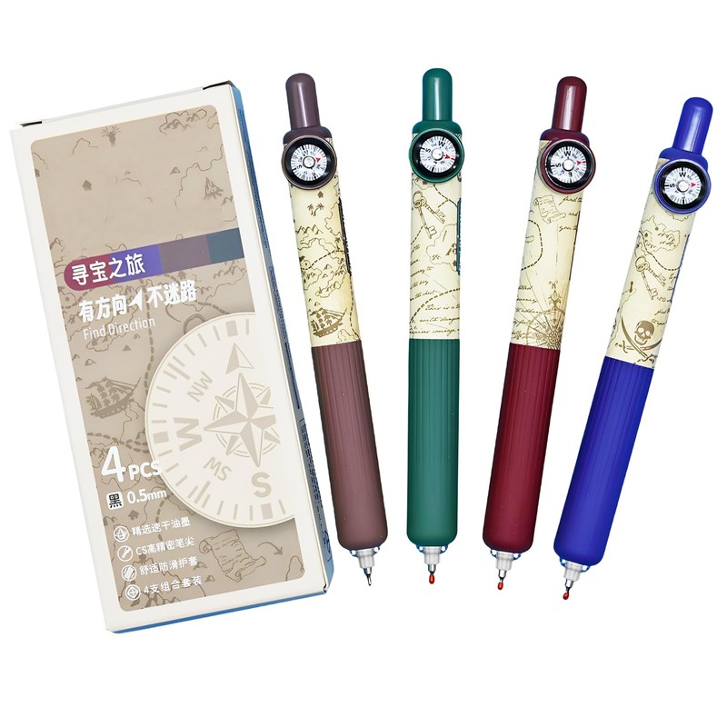 Maydahui 8 Pcs Creative Compass Short Pocket Pens Mini Fat