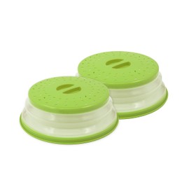 LAMINET Expandable Microwave Bowl and Dish Cover (GREEN - SET OF 2)