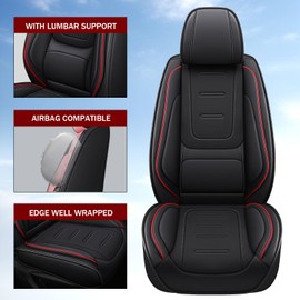 otoez Car Seat Covers Full Set, Breathable Nappa Leather Automotive Seat Covers with Lumbar Support, Waterproof Universal Interior Covers Seat Protectors for Cars, Trucks, SUVs, Sedans (Black)