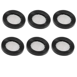 TOP-VIGOR 6Pcs Black Rubber Flat Washer 24mm OD 16mm ID 3.3mm Thickness with Stainless Steel Filter for Faucet Pipe Water Hose