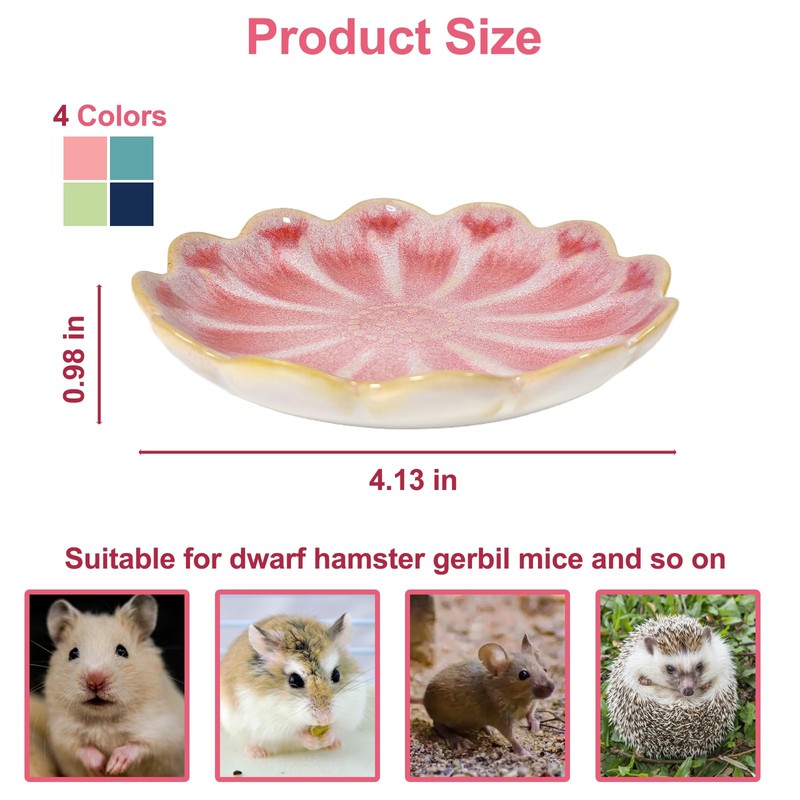 4PCS Ceramic Hamster Food Dish,Sunflower Guinea Pig Food Bowls 4.5in