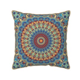 Yinzaishe Boho Mandala Floral Velvet Throw Pillow Covers Home Deco Pillowcase Square Pillow Case Cushion Cover for Bed Sofa Living Room Car Indoor and Outdoor 18"X18"