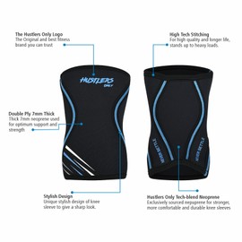 Hustlers Only Knee Sleeves Weight Lifting with 7mm Neoprene Gym Knee Sleeves for Squats and Power Lifting Double-Ply Compression for Knee Support Lifting Knee Sleeves for Men and Women (L, OG Black)