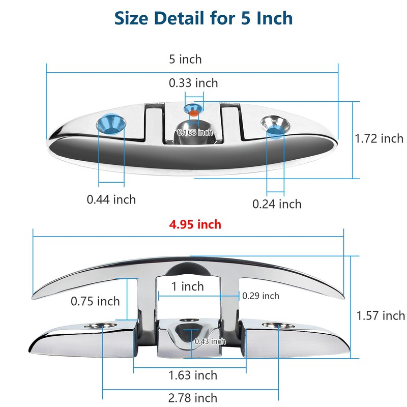 Boat Cleat Folding 5 inch 2 Pack, Dock Cleat Flip