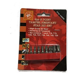 Protool 5-Point Star Tamper-Proof Bit Set-Fits Many German Cars-T10 to T50-Taiwan, Metal