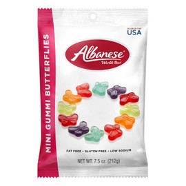 Albanese World's Best Mini Gummi Butterflies, 7.5 Ounce Peg Bag (Pack of 12)