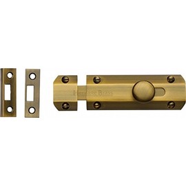 Heritage Brass - 102mm (4") Heavy Duty Sliding Surface Door Lock Bolt for Internal Latch Doors and External Doors and Windows (Antique Brass)
