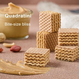 Loacker Quadratini Peanut Butter bite-size Wafer Cookies | Crispy Wafers with 4 creamy layers of finest Peanut Butter cream filling | great for snacks & desserts | Non GMO | No artificial flavorings, or added colors | 8.82 oz bag