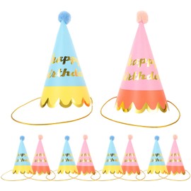 Healifty 10pcs Birthday Cone Hats for Boy Girl Lightweight Paper Party Headwear for Birthday Celebrations Festivals and Boy Girl Events