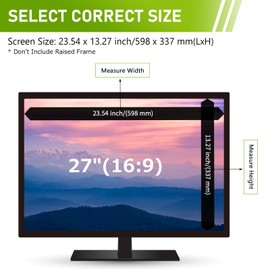 Nsyee 27 inch Computer Privacy Screen Filter for 16:9 （Aspect Ratio） Widescreen Computer Monitor, Anti Spy Anti-Glare Blue Light Blocking Screen Protector Film (27",16:9) - W×H：598mm*337mm