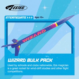 Estes 1754 Bulk Pack of 12 Wizard Rocket-Building Kits, Intermediate Flying-Rocket-Model Kits for Ages 10+, Classroom Science Experiments