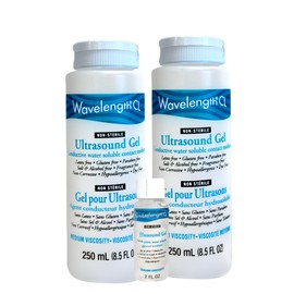 Wavelength® CL Clear Multi-Purpose Ultrasound Gel Transmission Gel. Pack of Two. 250ml/Bottle with 2oz bottle. (Pack of 2). 2oz bottle of gel included. Hypoallergenic, Non-Greasy, Premium-Quality.