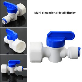 1/2" Female Thread x 1/4" PE Hose OD Ball Valve with Push-In Quick-Connect for RO Reverse Osmosis Water Filter Plastic Fitting, Beverage Dispenser & Water Filtration/Purification Systems (3PCS)​