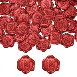 Yoption 50Pcs Initial Alphabet L Adhesive Wax Seal Stickers, Metallic Red Letter Wax Seal Stickers Envelope Seals Envelope Seals Self Adhesive Wax Stickers for Wedding Party Birthday Christmas (L)