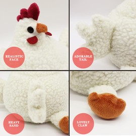 SANFERGE Cute Decorative Door Stopper for Home and Office Floor Door Stops, Fabric Animal Weighted Heavy Wall Protectors, White Chicken