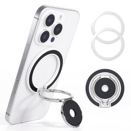 SCIOLTO Magsafe Ring Stand [Angle Free/Foldable, Double-Sided Magnet] Smartphone Stand, Magsafe Compatible, Compact (White)