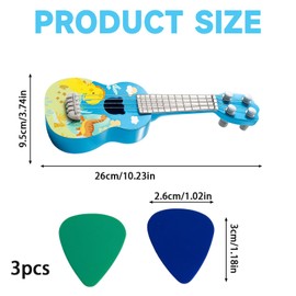 3-Piece Set Toddler Guitar, Kids Guitar Age 3, Pink Guitar, With Dinosaur Design Musical Instrument For Preschoolers Kindergarten Kids Ukulele Gift For Child Musicians Ages 3+ ﻿