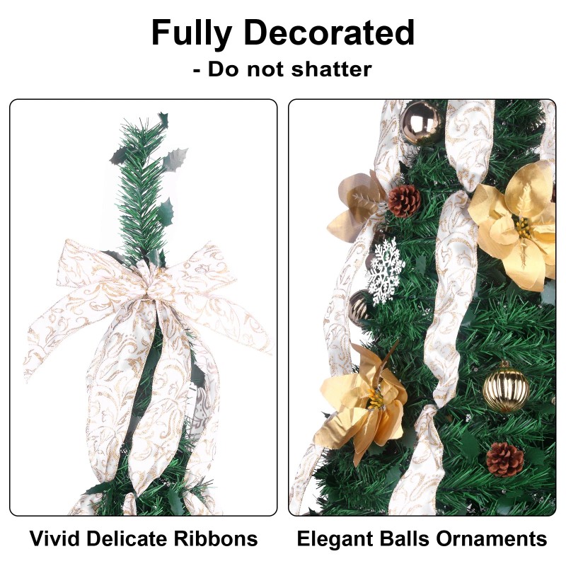 DUNCHATY 6.5Ft Pull Up Christmas Tree Pop Up Christmas Tree