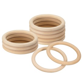 sourcing map 10Pcs 100mm(4-inch) Natural Wood Rings, 10mm Thick Smooth Unfinished Wooden Circles for DIY Crafting, Knitting, Macrame, Pendant